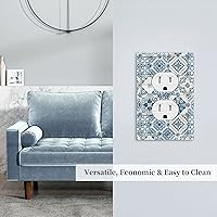 Vista 8 de Azulejo mediterráneo azul de 1 banda cubierta de toma de corriente Talavera mosaico mexicano marroquí mosaico dispositivo de palanca individual