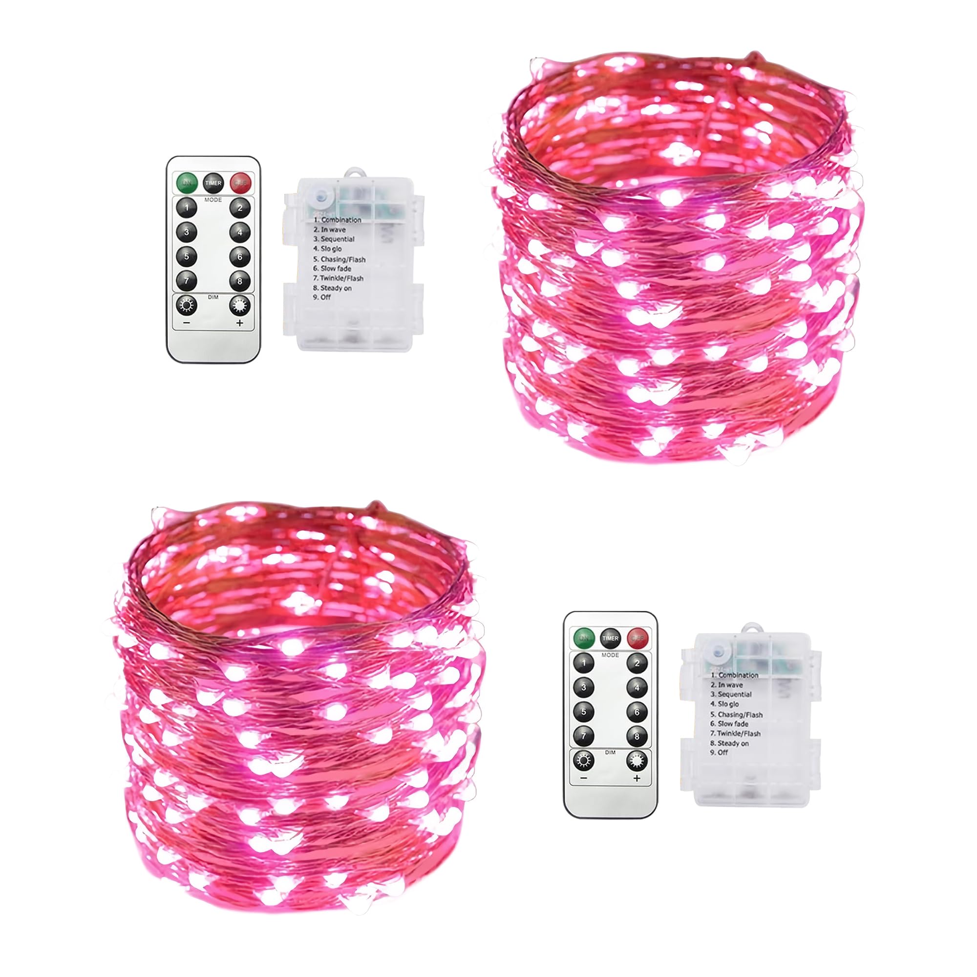 Clearhill Fairy Lights 2Pack, 32.8FT 100LED Twinkle String Lights Battery（Not Included） Operated with Remote Control, 8 Modes, Timing & Dimmable for Christmas Bedroom Indoor Outdoor Decor