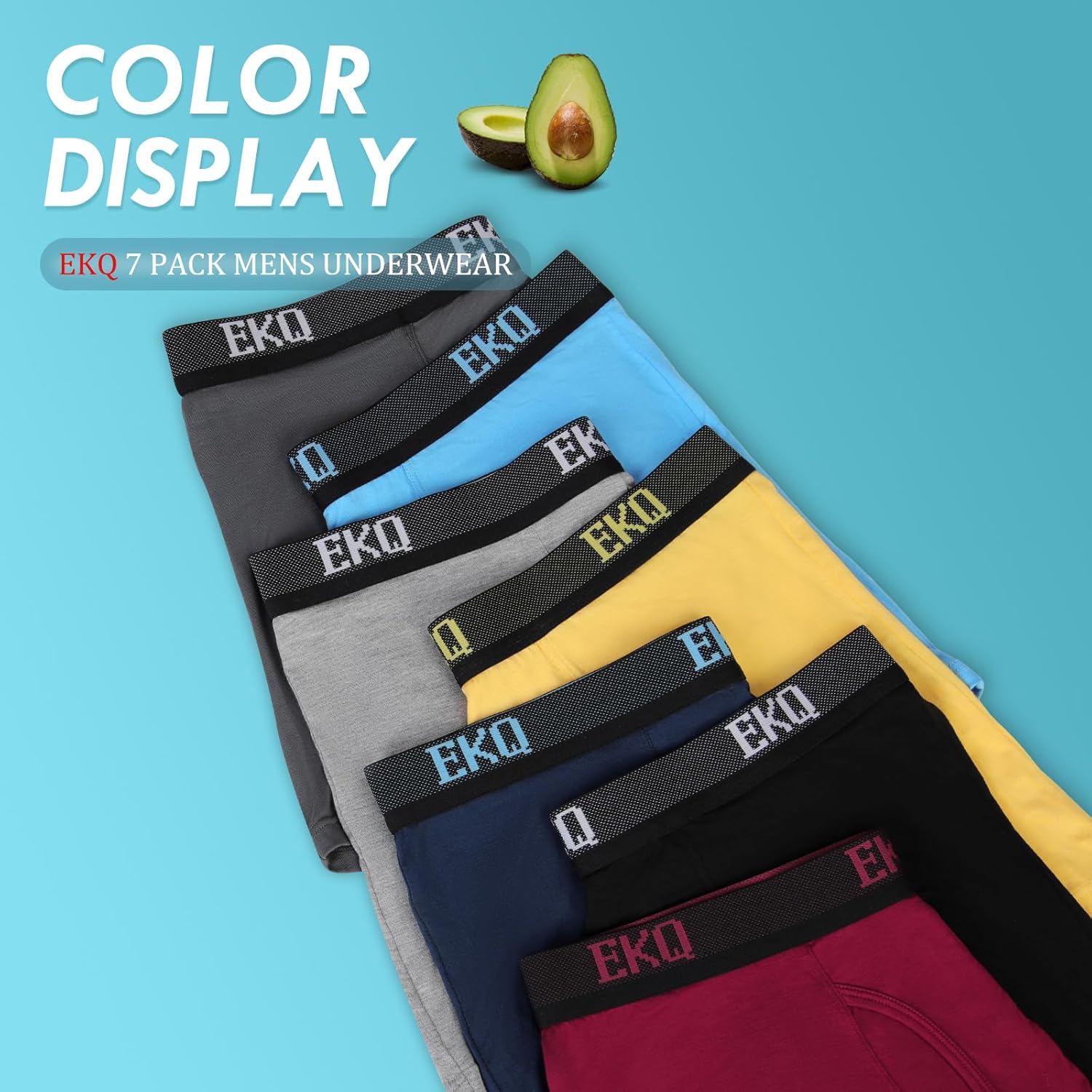 EKQ Mens Underwear Breathable Boxer Briefs 7 Pack Bamboo Rayon Boxers for Men Soft Stretchy Men's Underwear with Fly - Image 6