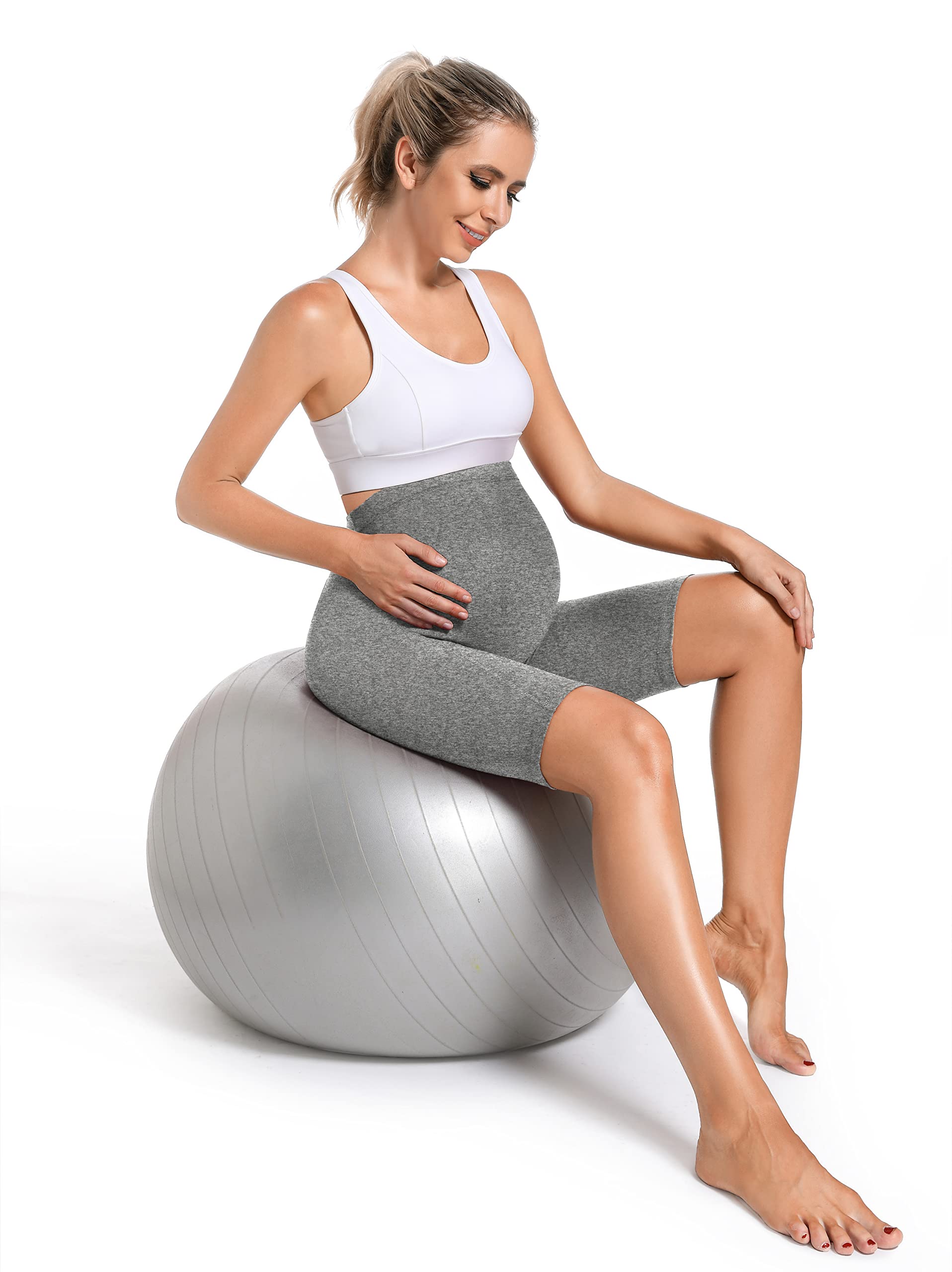 Short de grossesse - Short de grossesse - Legging de grossesse - Pour entraînement athlétique - Cyclisme - Course à pied - Yoga - Avec poches