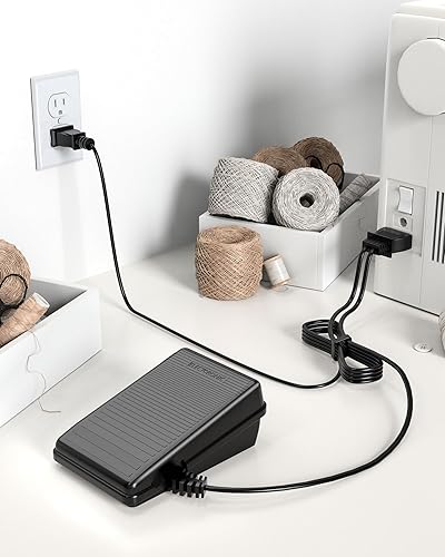 Miniatura 2 de POANES Cable de alimentación de pedal de pie para máquina de coser Singer, enchufe en forma de D compatible con Singer 1130 1408 1507 1748 2250 3207