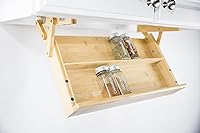 Vista 2 de Premium Bamboo Easy Under Mounting Cabinet Spice Storage Rack designed with magnetic closure and locking mechanism