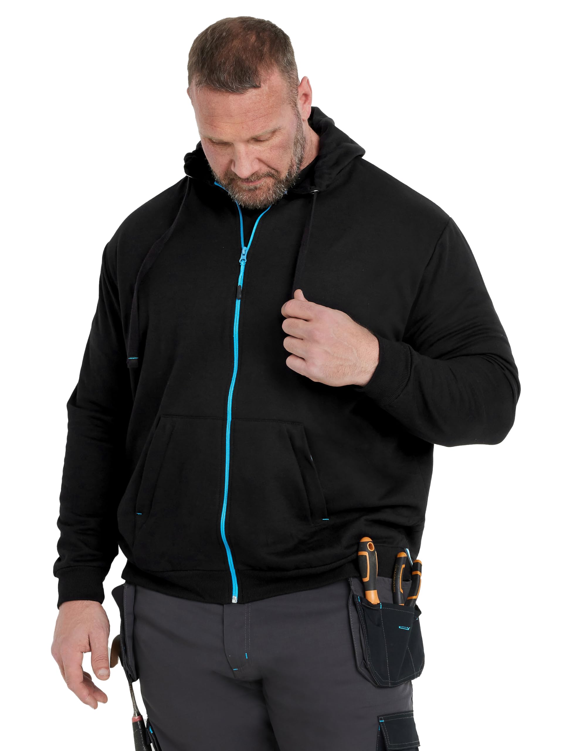 BadRhino Big & Tall Workwear Zip Through Hoodie - Men's - Plus Size Curve Black