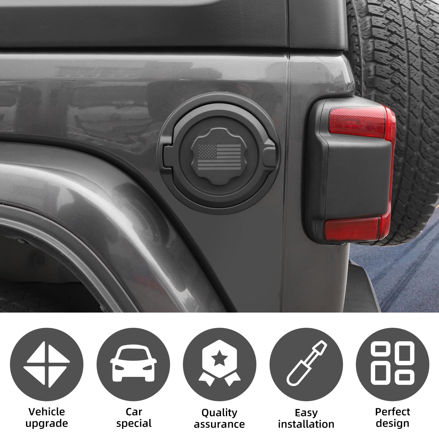 Jeep Wrangler JL & JLU Gas Cap Cover | Aluminum Fuel Door 2018-2024 Models
