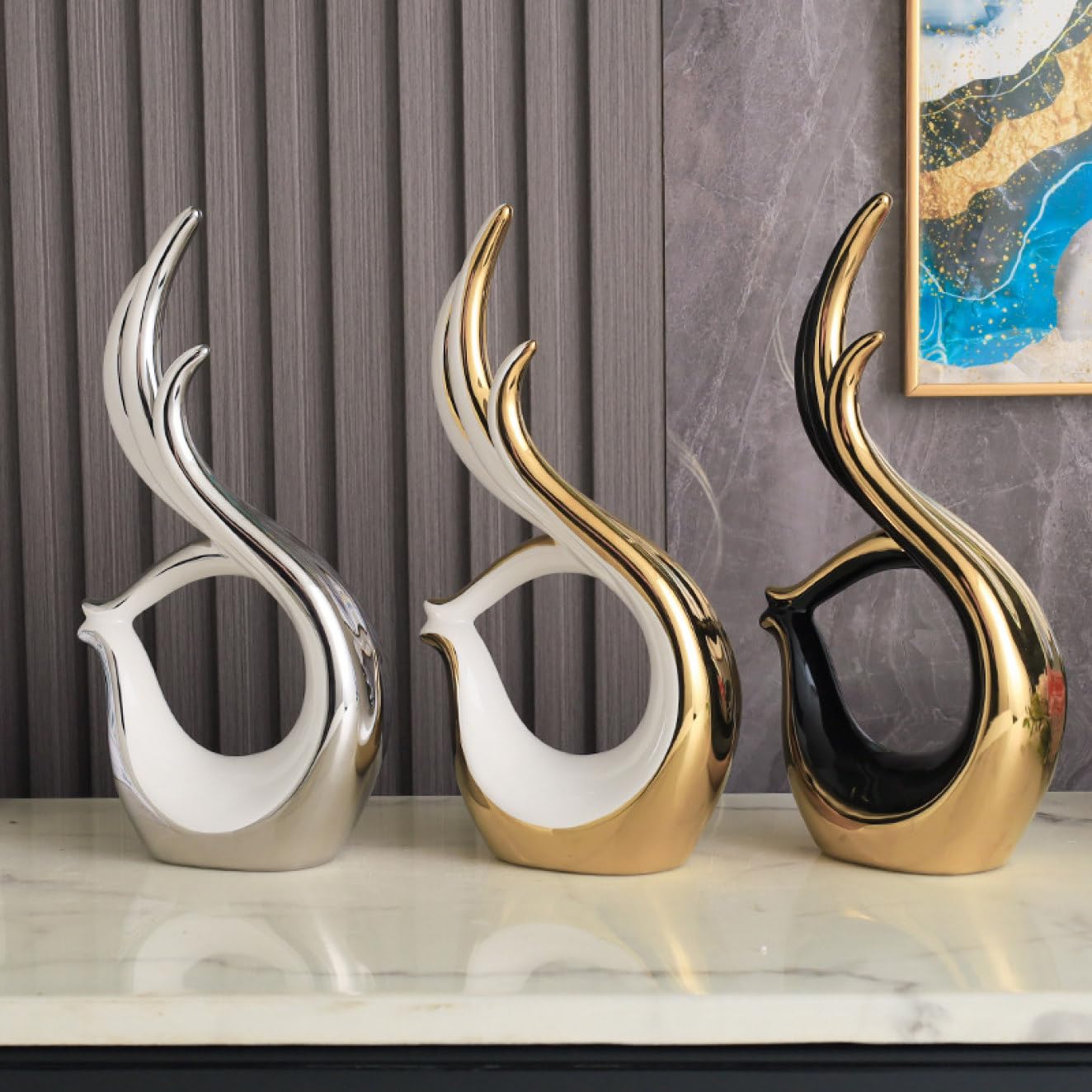 Amazon.co.jp: JAnjiaLxY ジェスチャー オブジェ ゴールド 置物