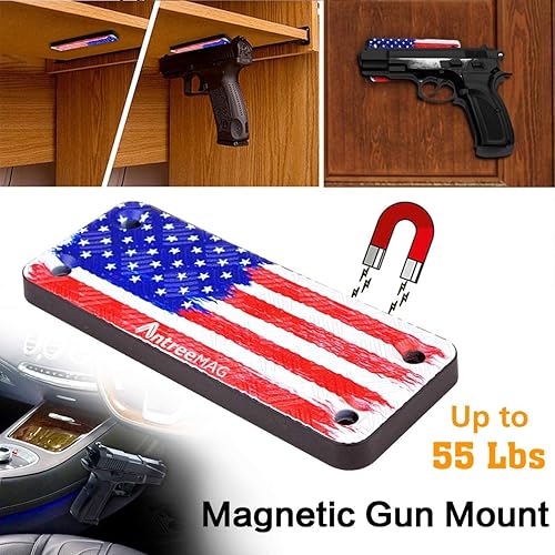 Miniatura 4 de Soporte magnético para pistola, clasificación de 55 libras, funda magnética para pistola  Soporte de pistola recubierto de goma para pistola,