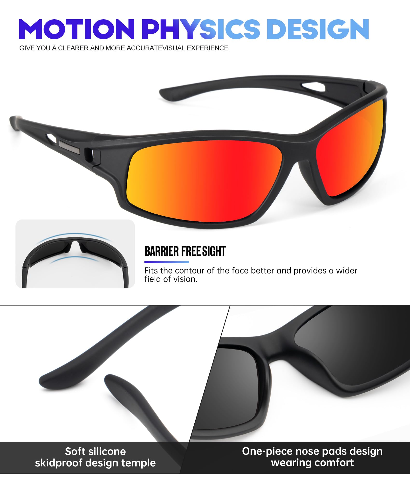 NSSIW Occhiali da sole polarizzati per uomo-donna sportivi da uomo: occhiali da sole avvolgenti UV400 per corsa, pesca, golf, confezione da 3