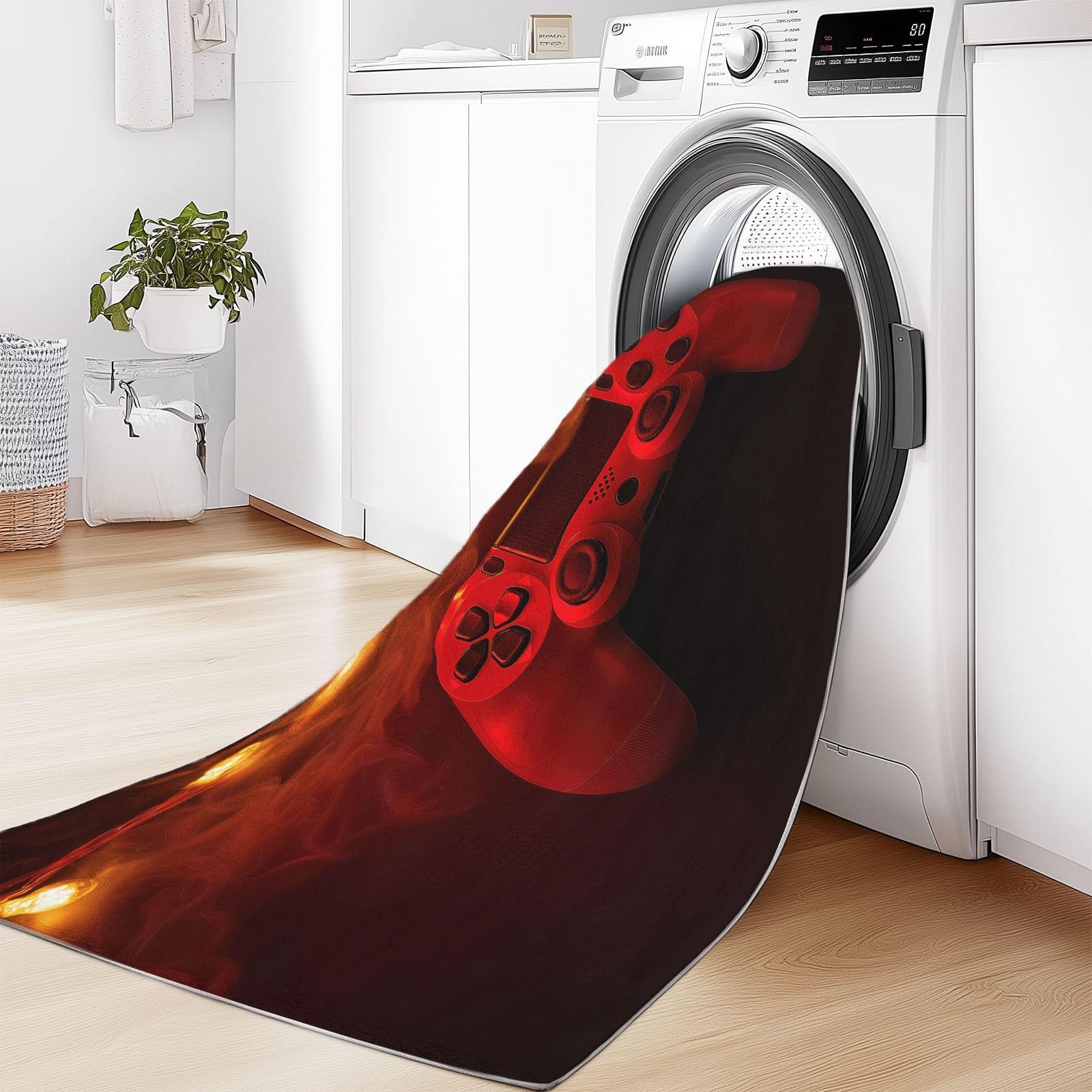 Générique Rouge Tapis Salon 180 x 240 cm, Lavable Moderne Gaming Manette Tapis à Faible Poil Doux Chambre à Coucher Antidérapant pour Salle à Manger Chambre d'enfants Bureau à Domicile