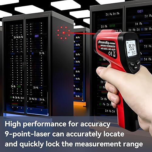 Miniatura 2 de Termómetro infrarrojo pistola de temperatura (no para humanos) -581022 (-58.0 F1,022.0 F) Láser de 9 puntos sin contacto Láser Digital de lectura