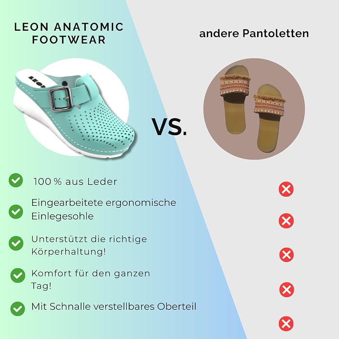 Produktbild von Anatomische Damen Pantoletten Aus Leder "Marta" Rot