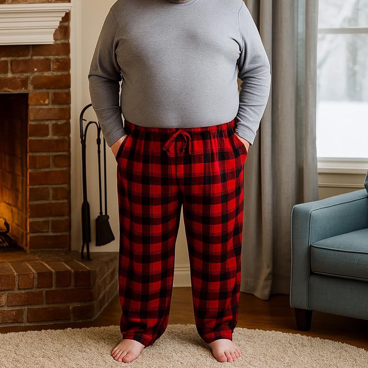 Different Touch 3 Pack Big & Tall Pajama Pants Set Bottoms Fleece Lounge Sleepwear PJs with Pockets Microfleece
