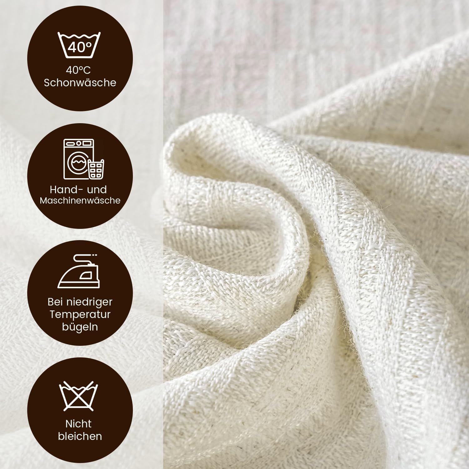 Beige Wasserabweisende Tischdecke, Baumwoll-Leinen-Mischgewebe