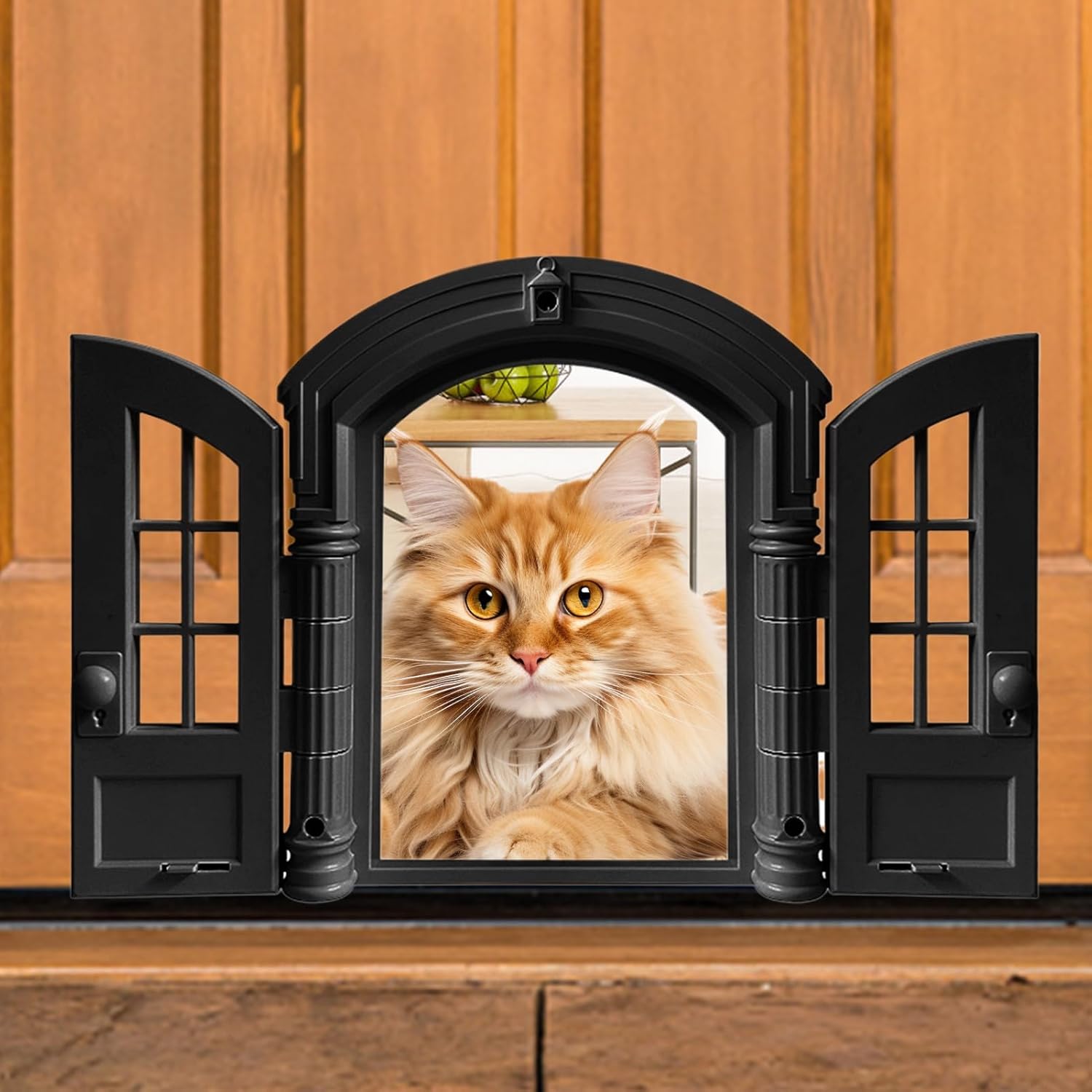Cat Door for Wall,French Retro Lockable - Cat Hole for Door,for Bedroom Garage Window Corner Living Room Doorway Dorm Manor