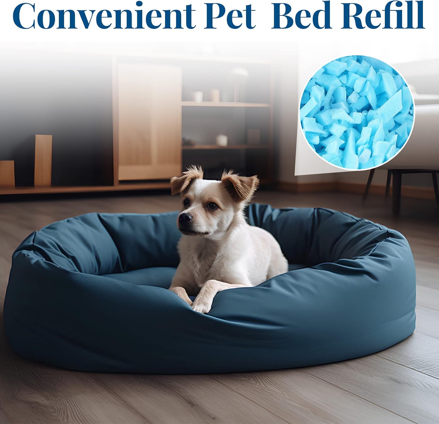Frienda 40lbs Bean Bag Filler Bulk, Memory Foam Filling, Shredded Soft Foam Filler Stuffing for Bean Bag Refill Pillow Dog Bed Chairs Couch Cushion Stuffed Animals Arts Crafts (Blue)