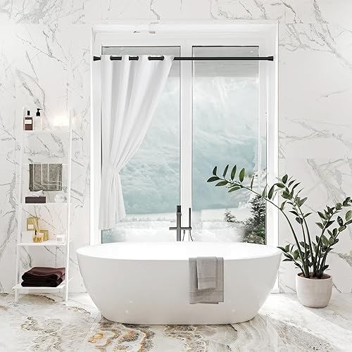 Miniatura 6 de Barra de cortina de tensión, paquete de 2 barras de tensión negras, barra de cortina ajustable, sin perforación, barras de tensión para ventanas de