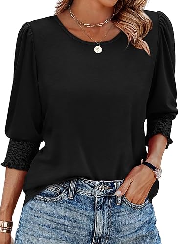 XIEERDUO Blouses for Women Dressy Casual 3/4 Length Sleeve Womens