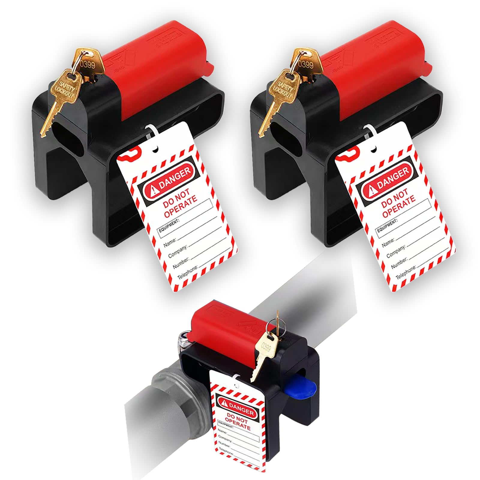 Adjustable Ball Valve Lockout Device - OSHA Compliant Industrial Safety Lock for 1/4''-2-1/2'' Valves - Valve Lock Out Tag Out, Water Valve Lock, Gas Valve Lock, 2 Pack