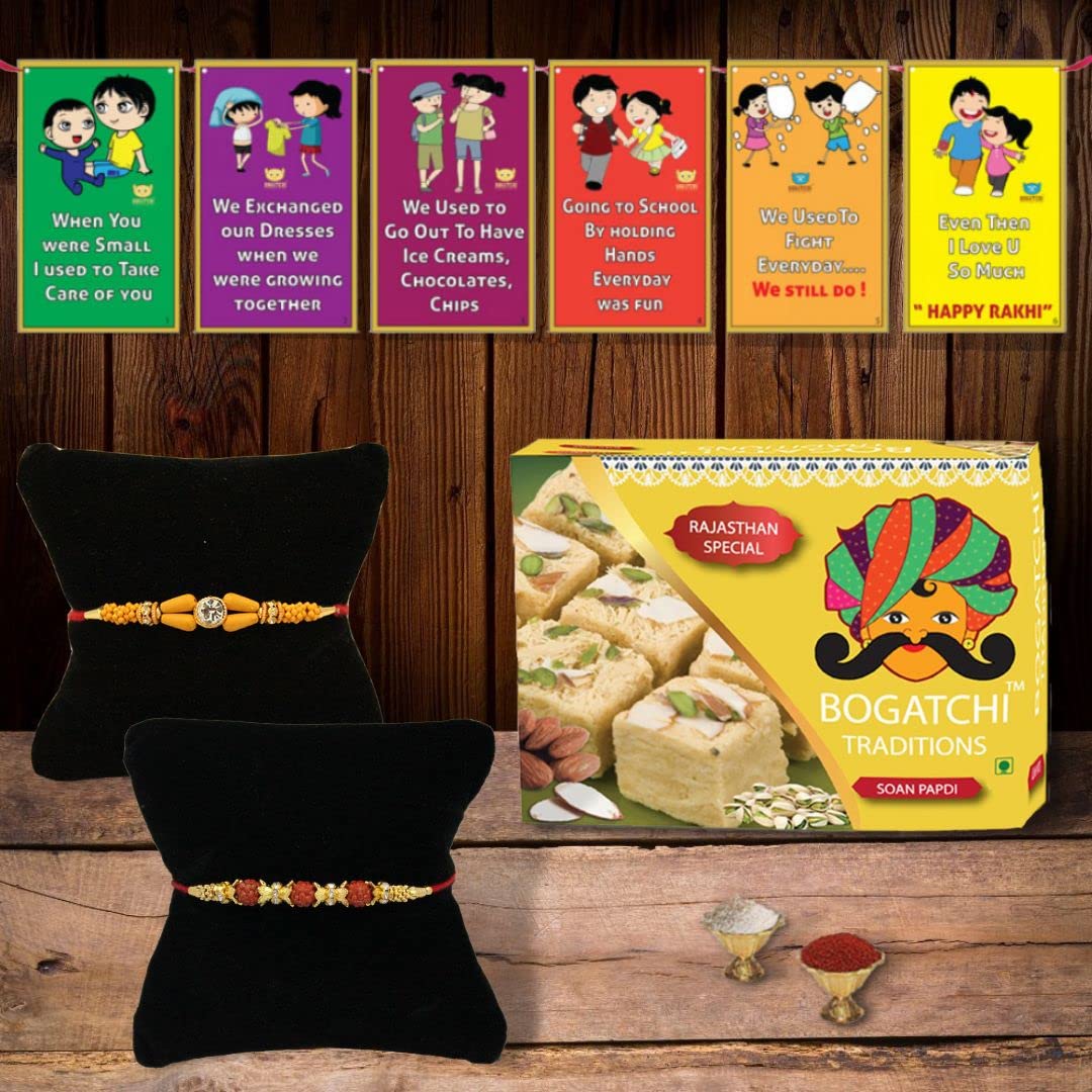 BOGATCHI Rakhi Sweets for Brother, Traditional Soan Papdi, 250gm with Rakhi + Roli Chawal + Free Rakhi Card (B07T8PZ1LK) Amazon Price History, Amazon Price Tracker
