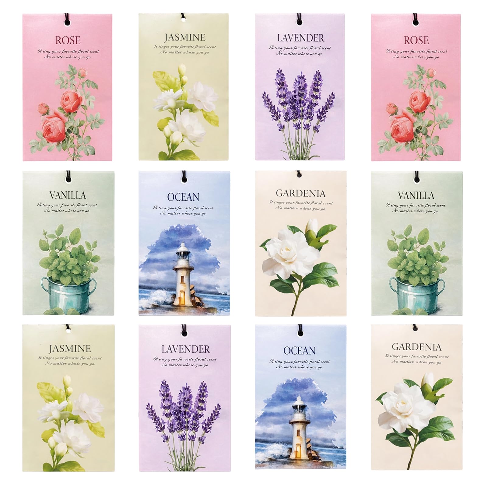 Wardrobe Fresheners, Wardrobe Air Freshener, Wardrobe Freshener, Scented Sachets for Wardrobes and Drawers, Wardrobe Air Freshener for Clothes, Drawer Scented Sachets, 12 Pieces with 6 Varied Scents
