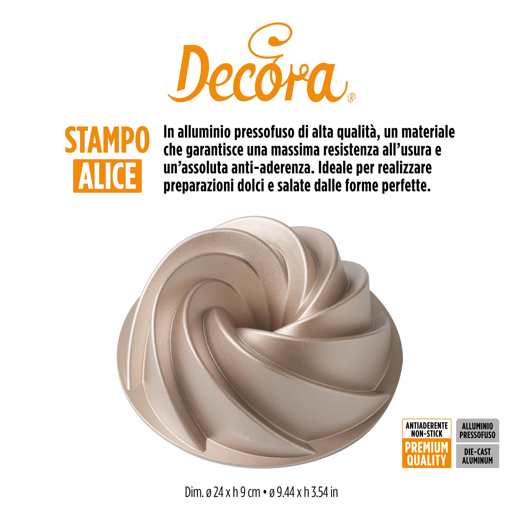 DECORA 0080111 MOLDE EN ALUMINIO FUNDIDO Ø 24 X 9 H CM ALICE