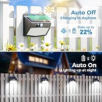 Vista 2 de Peasur [6 Packs] Solar Lights Outdoor Motion Sensor Solar Security Lights Waterproof with 3 Lighting Modes Solar Powered Wall Lights Outside for