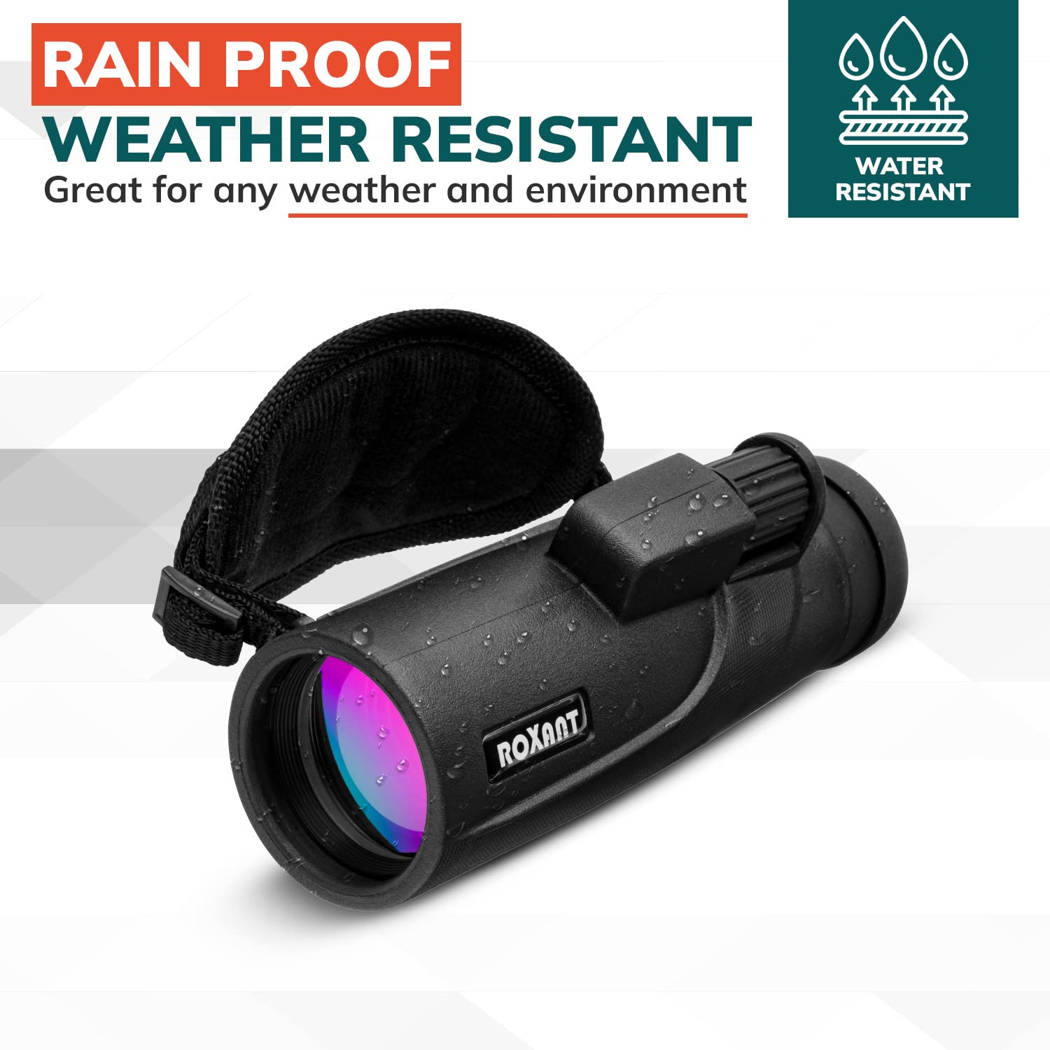 Roxant Falcon - Telescopio monoculare per smartphone, 10 x 42, ad alta definizione, BAK4, mirino per messa a fuoco prismatica, monoculare per adulti, include monocolo, adattatore per telefono, mini
