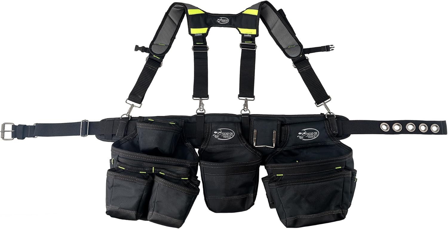 Dead On Construction Tool Belt With Suspenders Pouch Construction