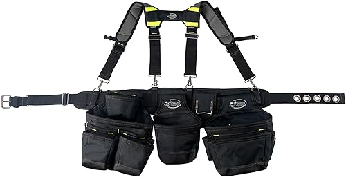 Dead On Herramientas - Cinturón de herramientas de 1680 Denier Poly Framer con tirantes (HDP369857), negro