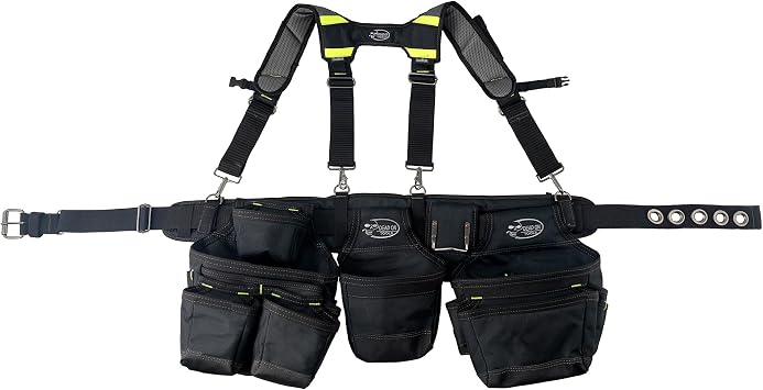 Dead On Tools - 1680 Denier Poly Framers Tool Belt with Suspenders HDP369857,Black