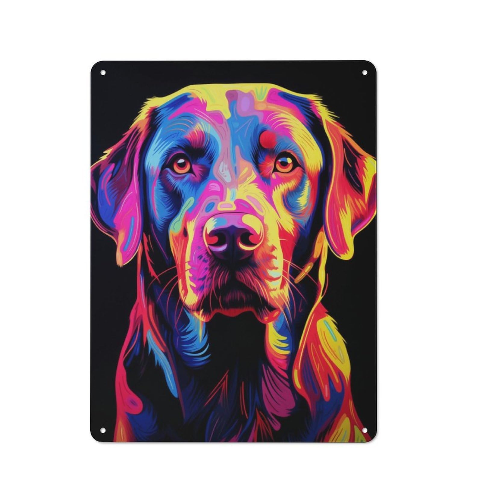 Junmoney Neon Labrador Printed Metal Sign 40X30cm For Lounge Or Reading Corner, Suited To Lounge Decor Fans