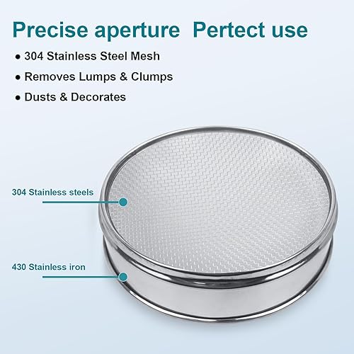 Miniatura 6 de Tamiz de laboratorio de malla de acero inoxidable 304, tamiz de prueba de apertura de malla 10 (0.079 in), tamices de prueba de muestra de análisis
