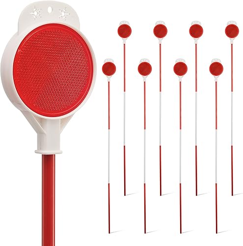 Miniatura 1 de COCONUT Marcadores de entrada para arado de nieve de 36 a 48 pulgadas estacas de nieve de metal reflectores de doble cara altamente visibles para