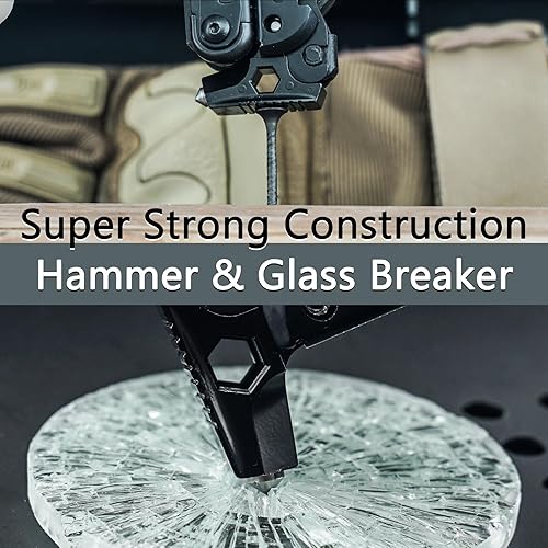 Miniatura 4 de HX OUTDOORS Multiherramienta de bolsillo 19 en 1, alicates multiherramientas de acero inoxidable con arrancador de fuego y rompecristales,