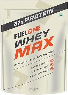 FUELONE Whey Max (Cafe Mocha, 1kg / 2.2lbs) | Whey Protein Concentrate & Whey Protein Isolate | 27g Protein Price In India