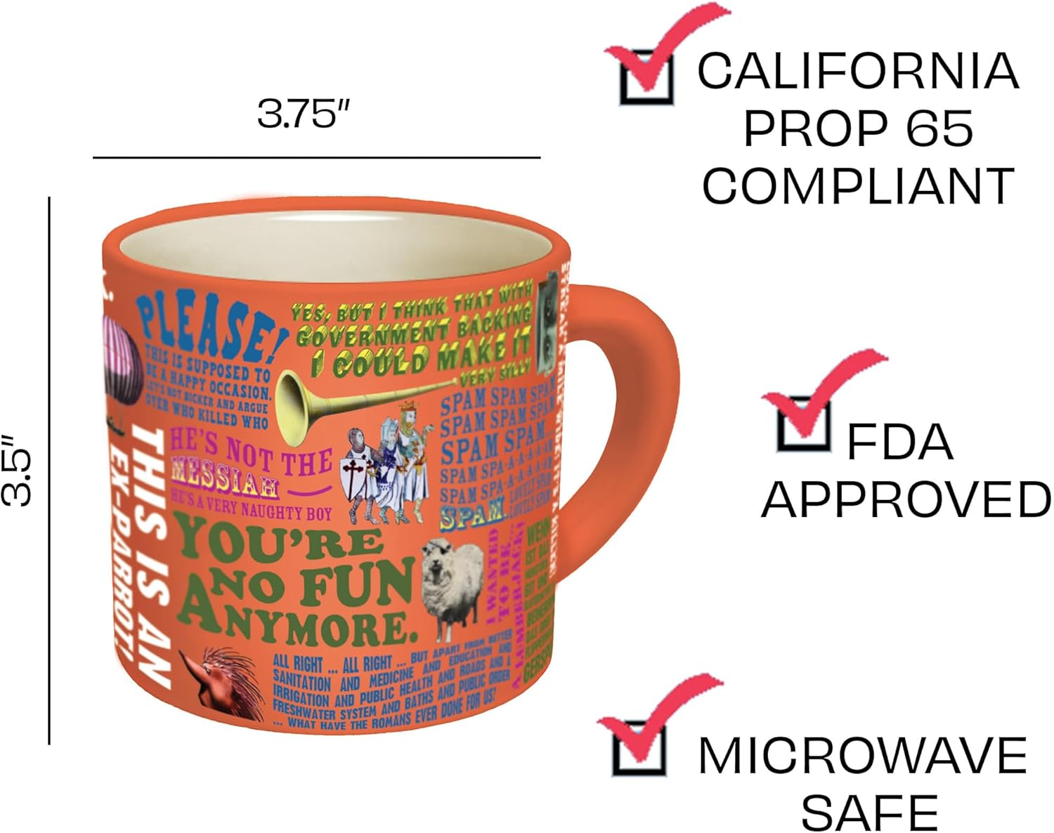 The Unemployed Philosophers Guild Monty Python Quotes Coffee Mug - Famous Lines from Flying Circus, Holy Grail, and More, Comes in Gift Box, 14 oz