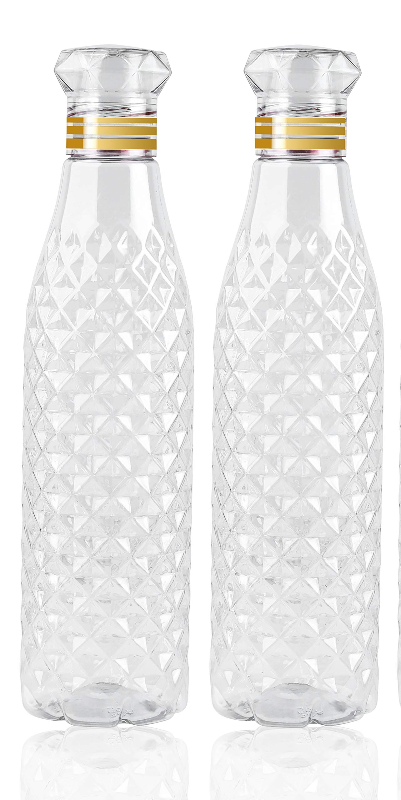 Cloudsell Water Bottles 1000ml Unbreakable Plastic, Fridge Bottles set for Office, Sports, School, Travelling, Gym, Yoga - BPA and Leak Free & Unbreakable Bottle (Pack of 2, Checkered Design)
