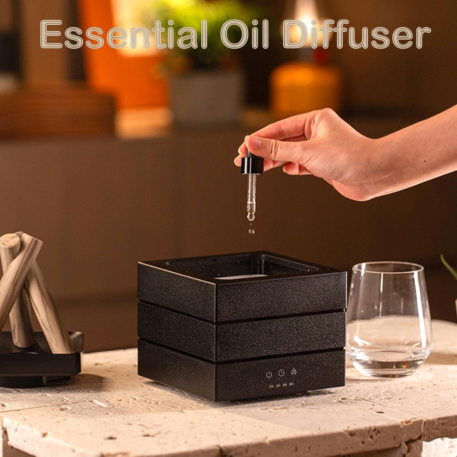 Flames dyfuzor olejków eterycznych, dyfuzor do aromaterapii, z 7 kolorami, lekki i zdalny, 280 ml, dyfuzor nawilżacza płomienia, do sypialni, biura, domu, automatyczne wyłączanie, lampka nocna
