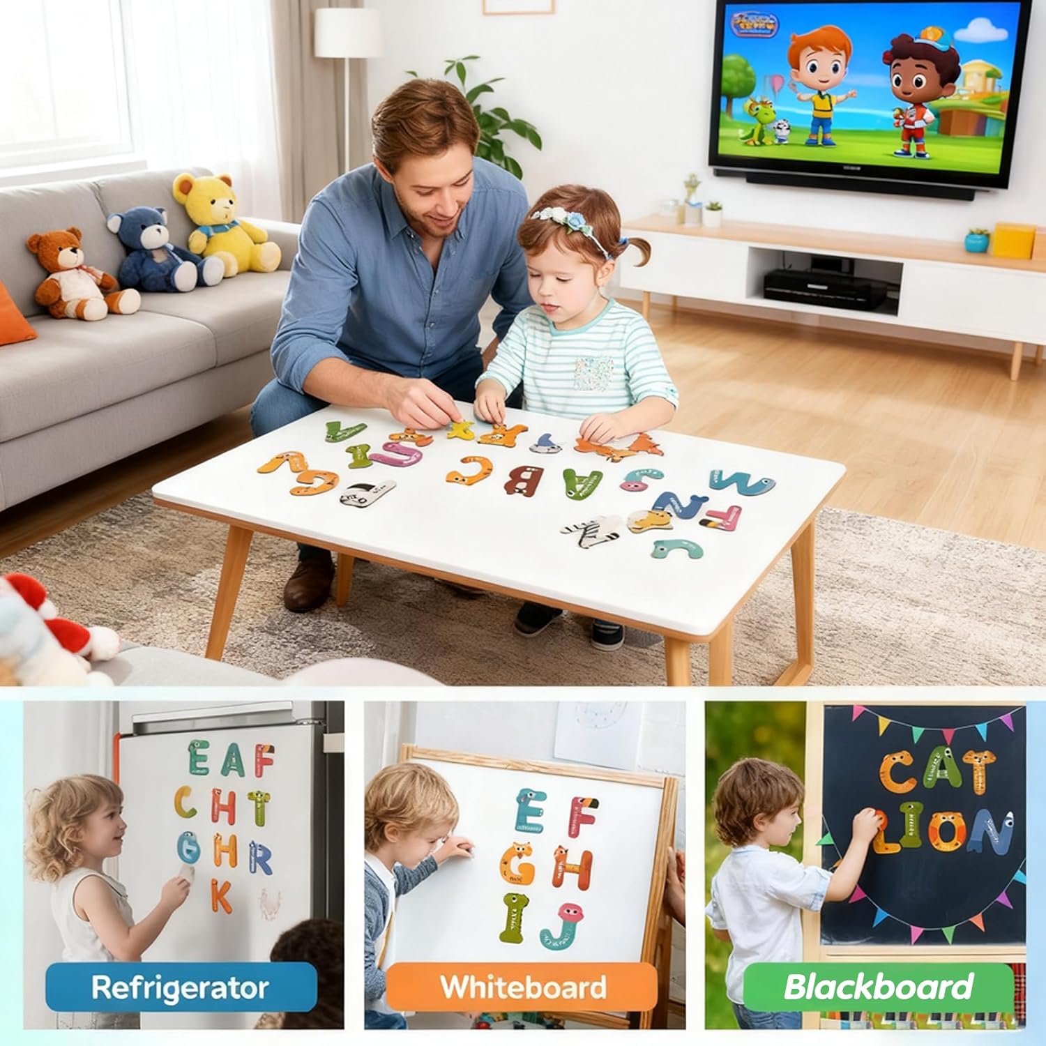 26 PCS Magnetic Letters, Cute Animal Alphabet ABC for Fridge,Uppercase Refrigerator Cute Animal Alphabet ABC for Fridge Colorful Uppercase Animals Toys Set Educational Spelling Learning Games for Kids