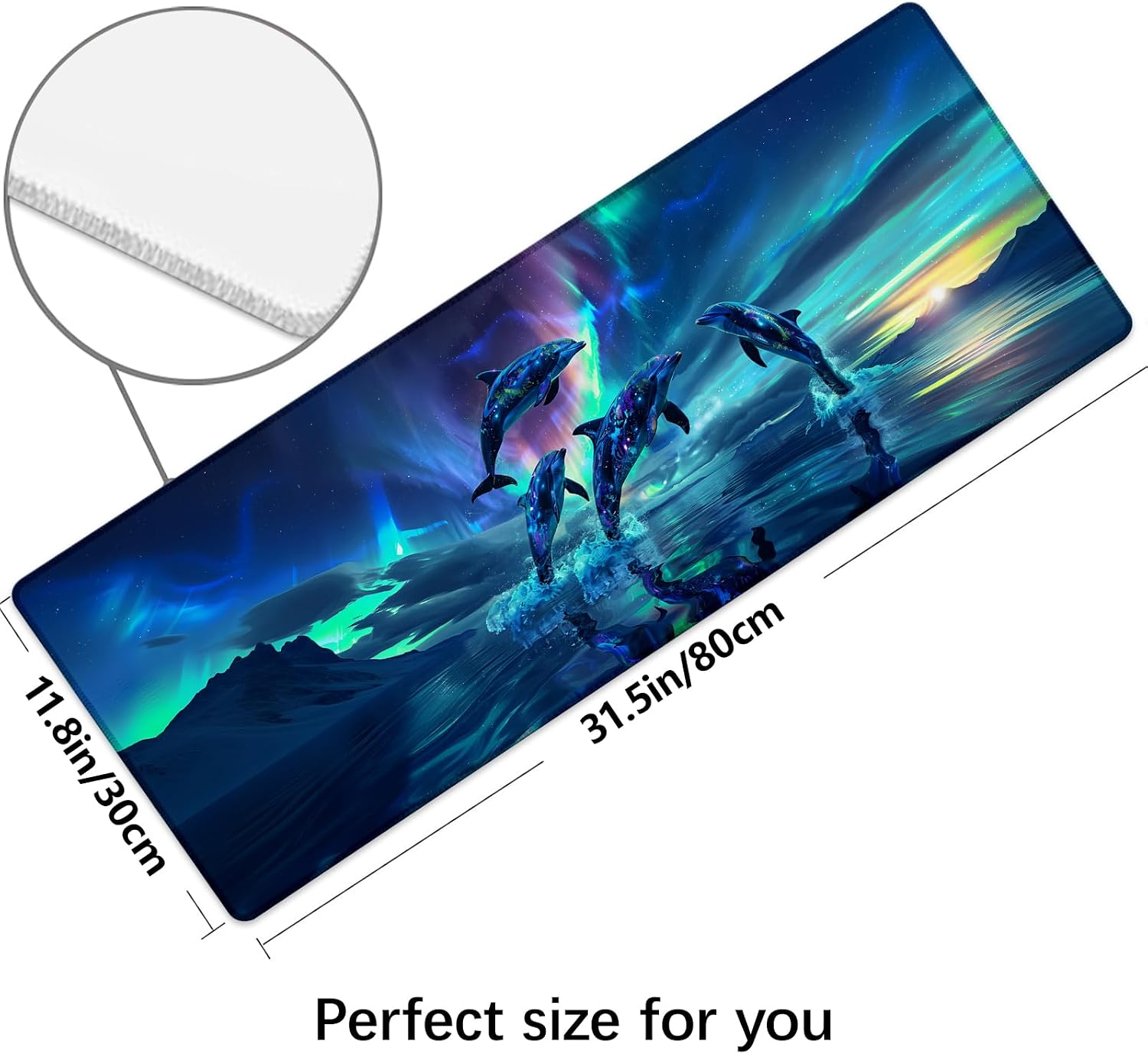 Dolphin Extra Large Gaming Mouse Pad, Desk Mat, Non-Slip Rubber Base, MousePads for School, Work, Home Accessories Decor Gifts 31.5" x 11.8"
