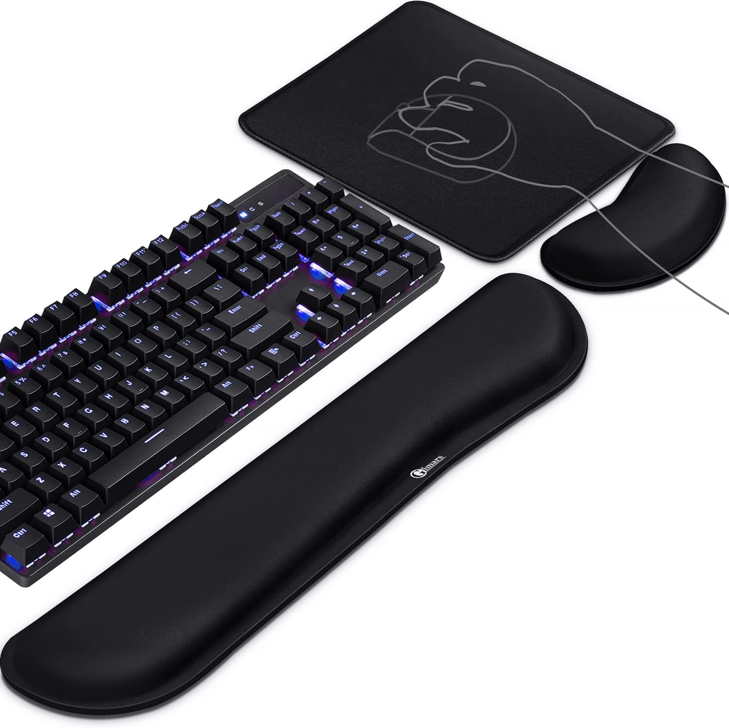 Gimars 3Pcs Memory Foam Keyboard Wrist Rest, Mouse Pad Wrist Support for Easy Typing Pain Relief, Ergonomic, Comfortable Keyboard Mouse Pad Set for Computer, Laptop, Home & Office