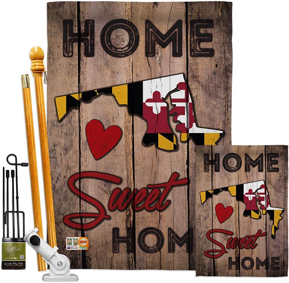 State Maryland Home Sweet House Flag Americana States USA American Territories Republic Country Particular Area Small Decorative Gift Yard Banner Double-Sided Made In 28 X 40