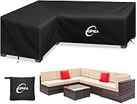 Vista 23 de Kipiea Funda para sofá modular en forma de V para patio, tela Oxford resistente 420D, funda modular para exteriores con 6 hebillas a prueba