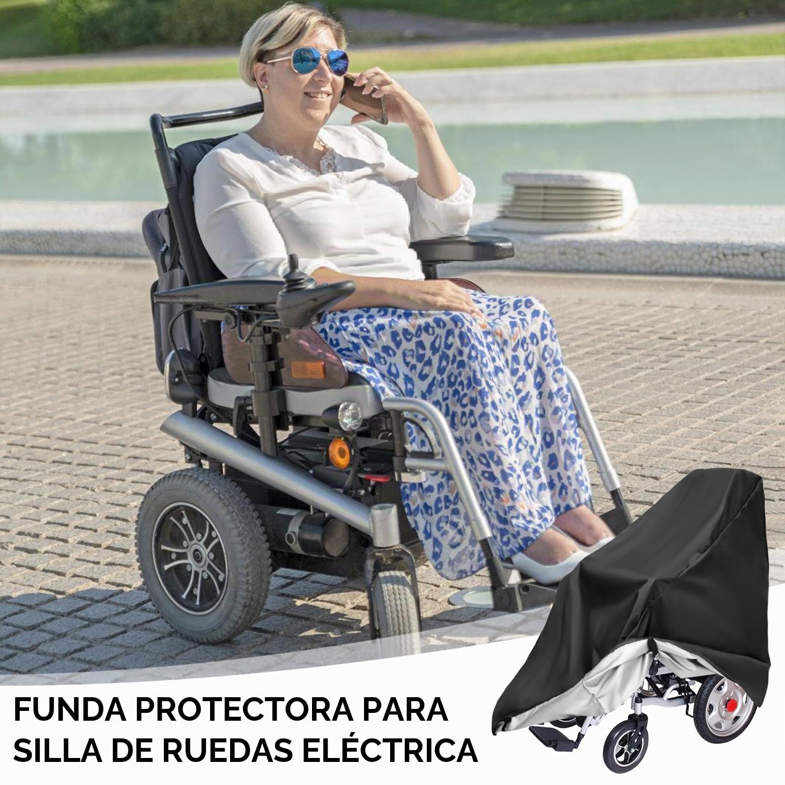 Cubierta impermeable para ruedas de bicicleta de ruedas, 210D Oxford a prueba de polvo, plegable, negra, cubierta para silla de ruedas para la mayoría de andadores (S-115 cm x 65 x 90 cm)
