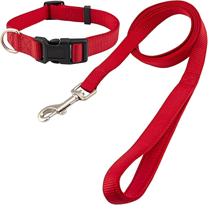 Dog Collar and Leash Set, Nylon Collar and Leash for Dogs Classic Solid