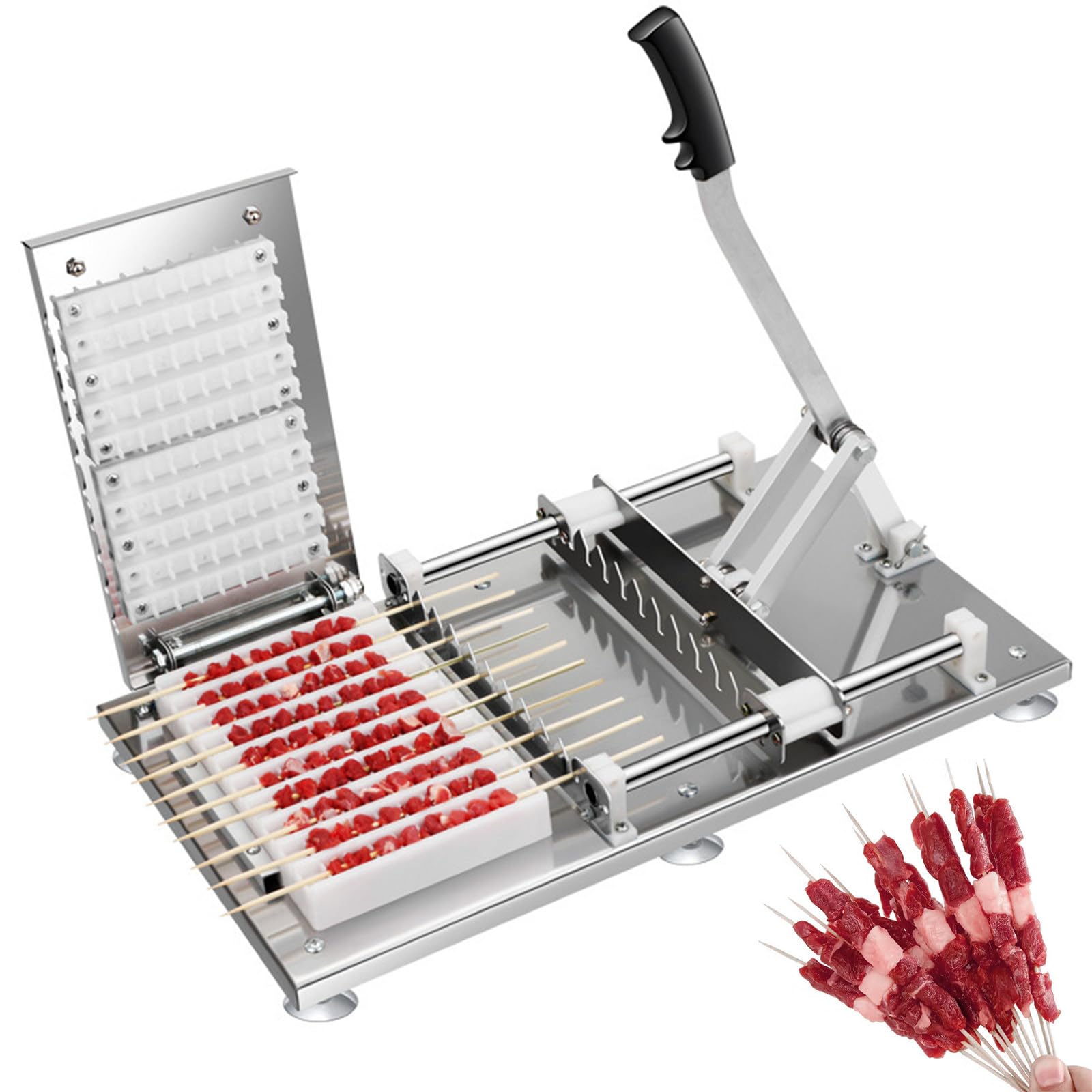 HTTGDGDH Ommercial Stainless Steel Mutton Kebab Machine, 10 Holes Bbq Tool, Making, Easy Barbecue Skewers Maker, Manual Bbq Threading Machine,