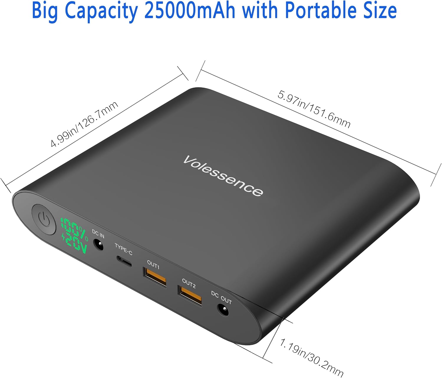 Portable Laptop Charger 12V/19V/19.5V/20V (TSA-Approved) 92.5Wh/25000mAh Universal Power Bank External Battery Backup for Laptop, Smartphone, Camera and More
