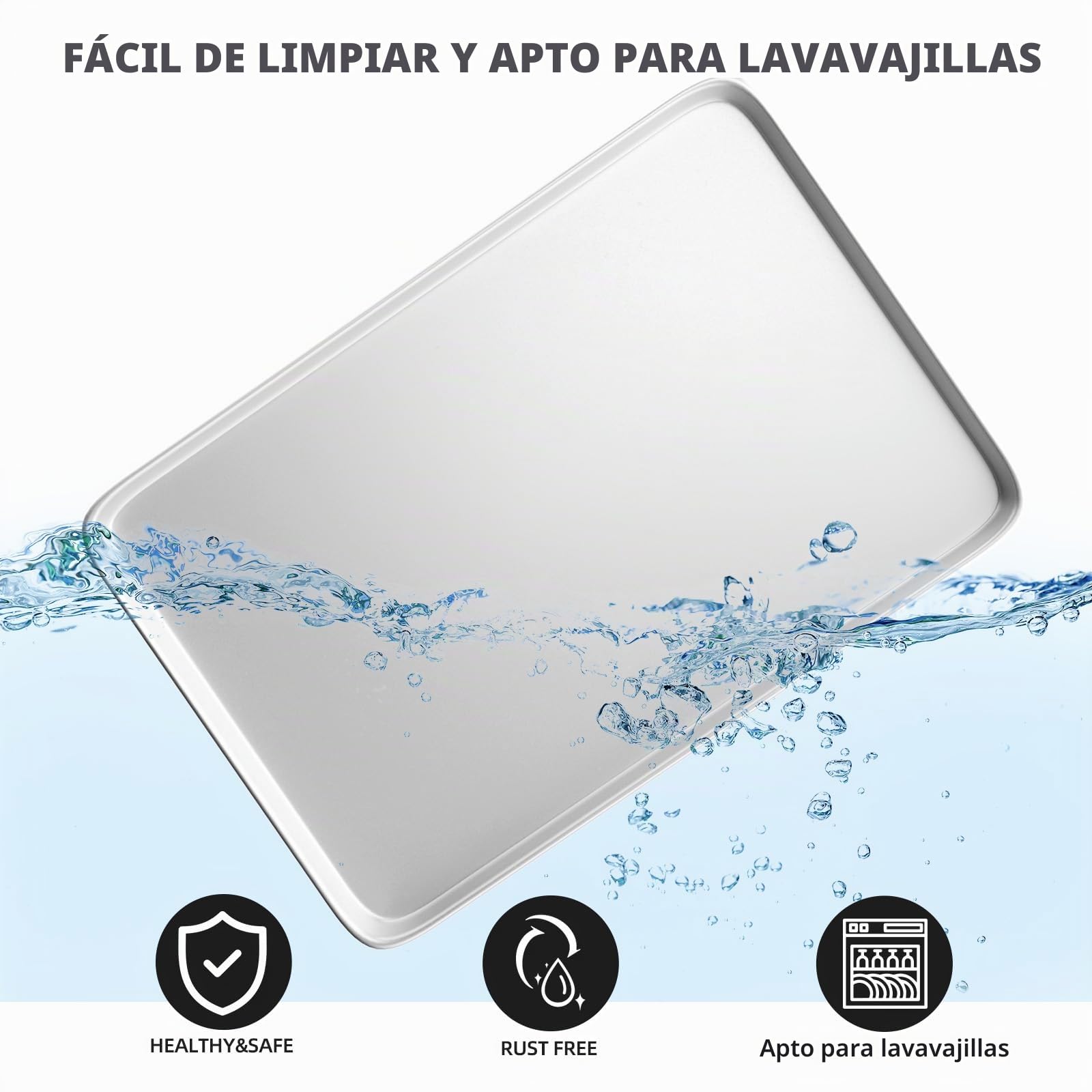 CROSSON Bandeja para Hornear Rectangular 60 x 40 x 3 cm,Bandeja Hornear Profesional en Acero Inoxidable Resistencia a Altas Temperaturas Bandejas para Hornear Gelatina