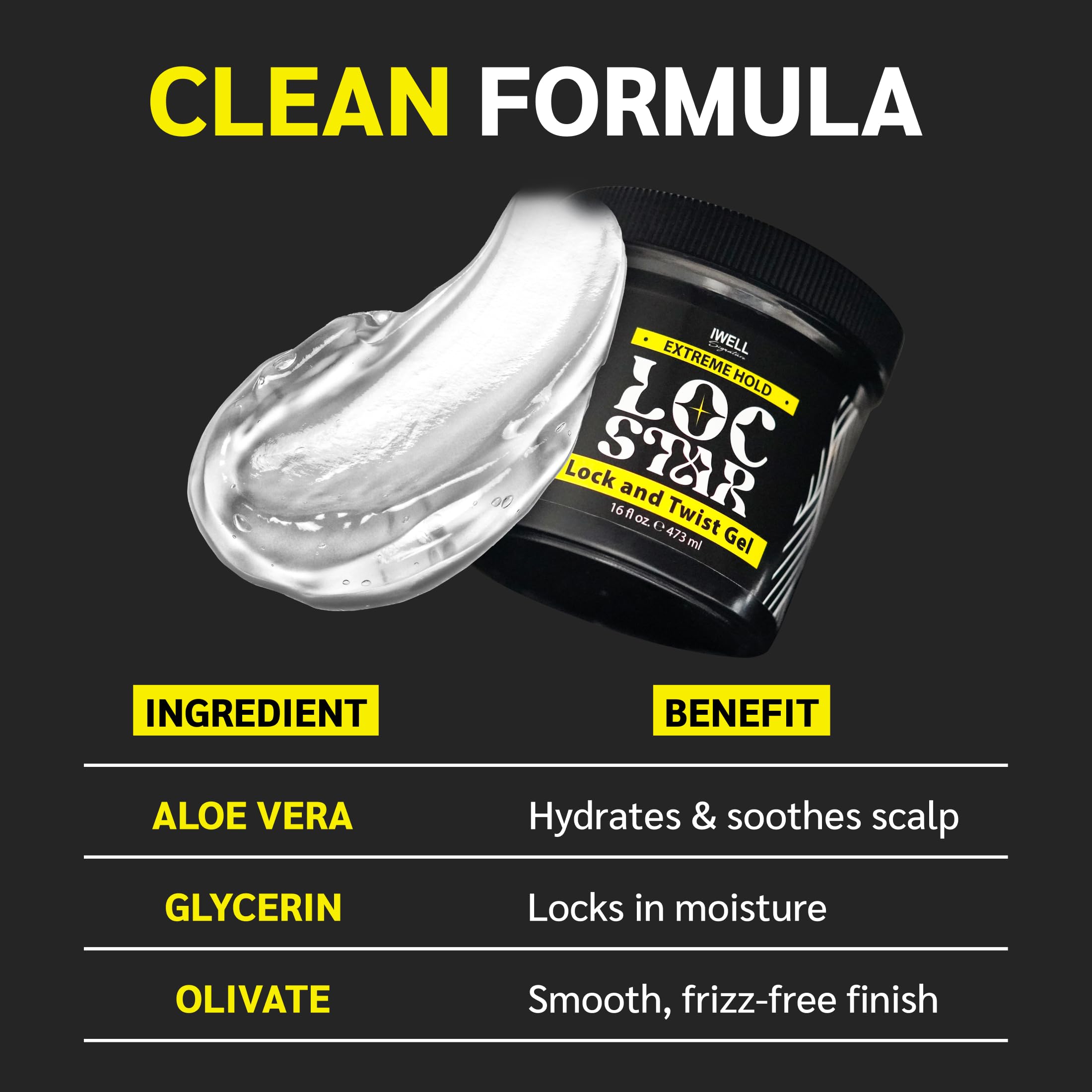 Loc Star Braid & Loc Gel, 3.4 fl oz | Extreme Hold for Braids, Locs, Twists, Cornrows & Edges | Smooths & Tames Frizz | No Heavy Residue | Long-Lasting | With Aloe Vera & Castor Oil