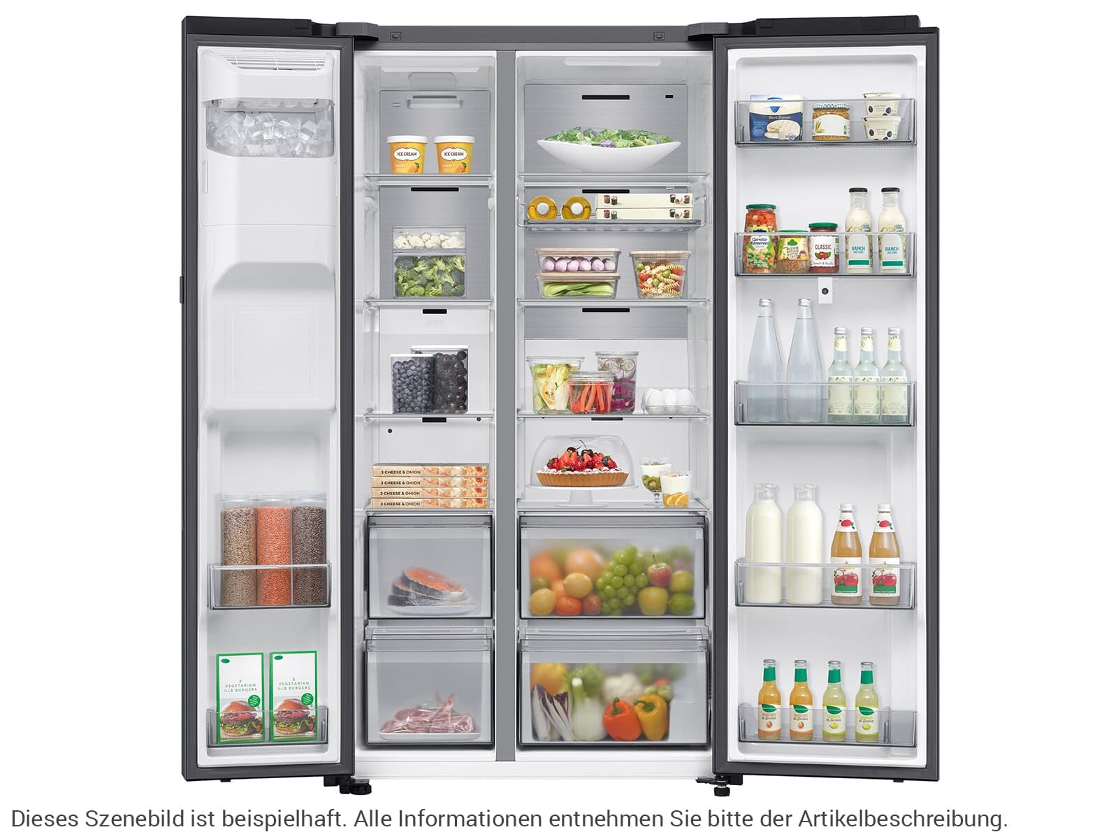 Samsung RS90F66BEFEF lodówko-zamrażarka Side-by-Side, AI lodówka z zamrażarką, 178 cm, 614 l, dozownik lodu/wody z przyłączem wody, Family Hub, AI Energy & Voice Control, Black Steel