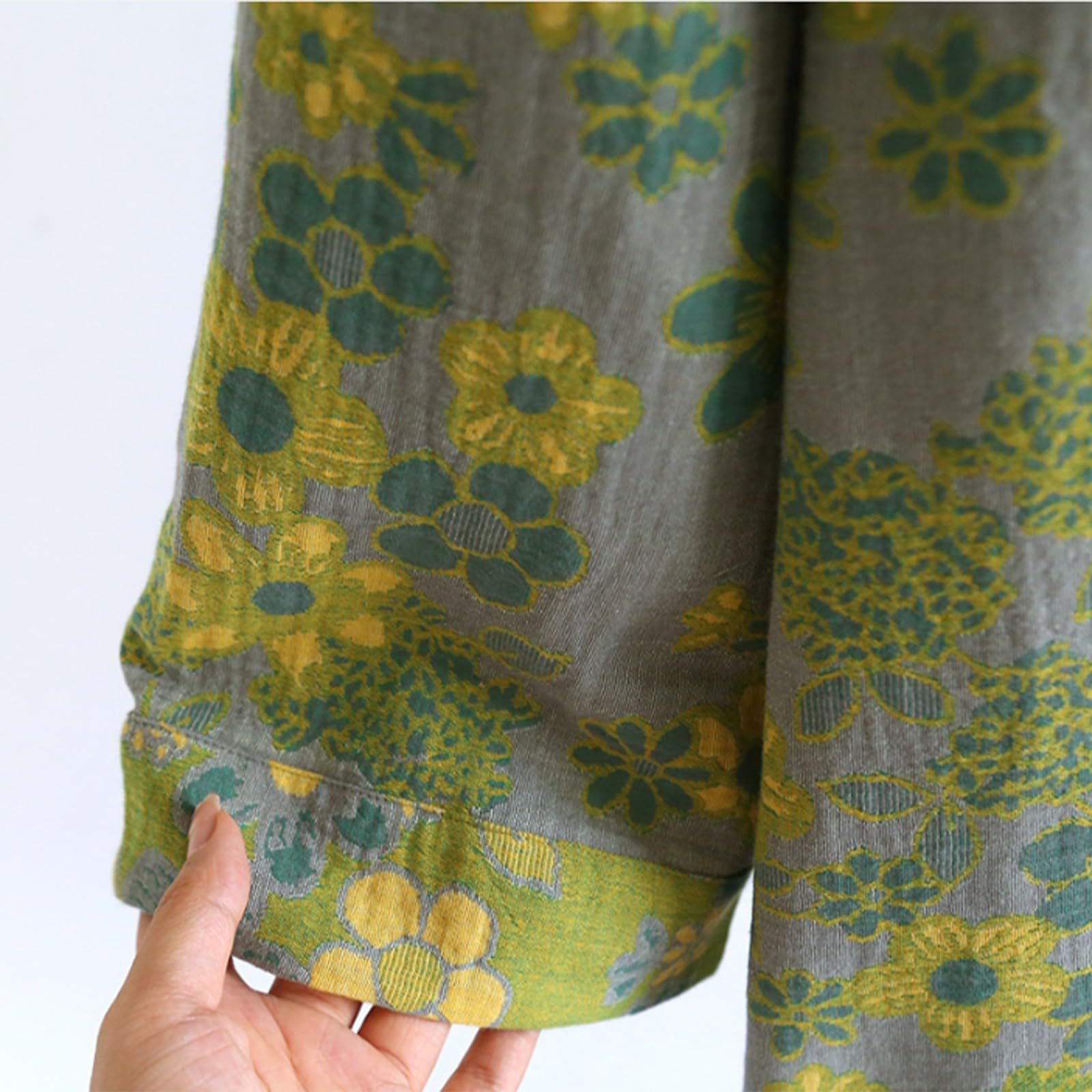 Pigiama cinese da donna verde pigiama da donna jacquard retrò loungewear confortevole pigiama fantasia Pan fibbia pigiameria due pezzi vestito obliquo collare pigiama manica lunga casual abbigliamento